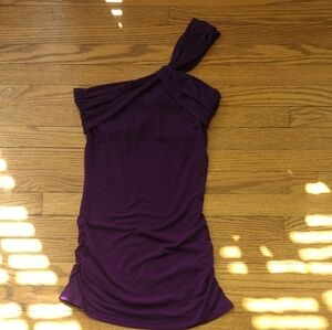 The Limited One-Shoulder Twist Dress in Plum